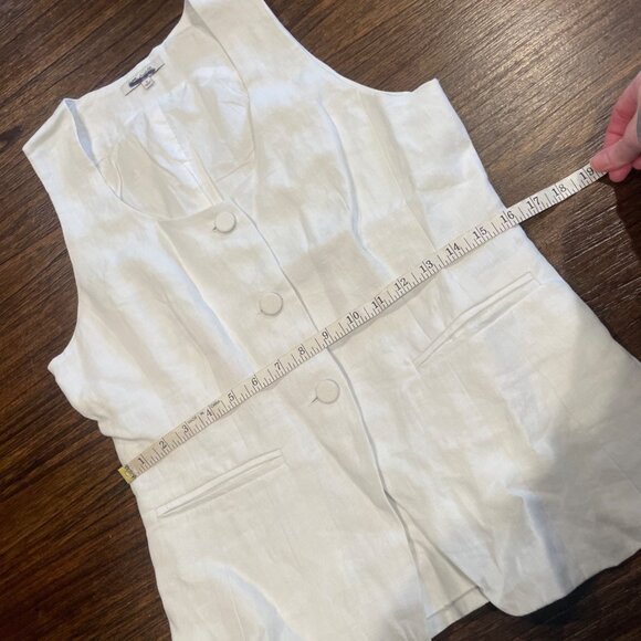 Madewell Women's Sz 8 Scoopneck Cutaway Vest Salt White Linen Slim NV834 - Picture 8 of 11